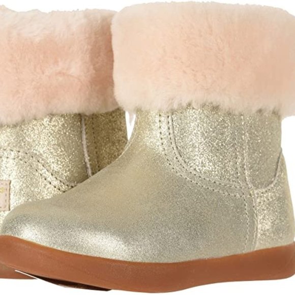 NIB‎ UGG GIRLS TODDLER JORIE GOLD ZIP UP BOOTS - Picture 1 of 5